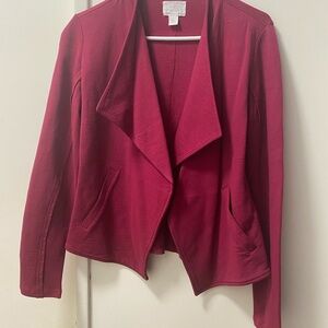 Caslon Women's Burgundy Knit Open Front Blazer